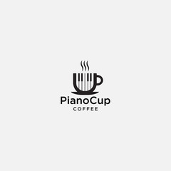 piano cup logo template. coffee icon vector