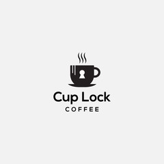 coffee lock logo template - vector