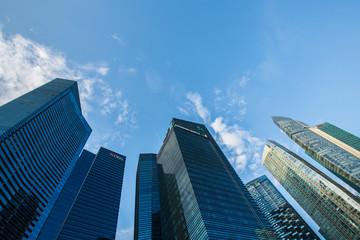 Plakat High financial building on blue sky