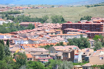 Obraz premium Terracotta roof tiles building old town cityscape Segovia Spain
