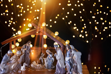 Christmas nativity scene; Jesus Christ, Mary and Joseph