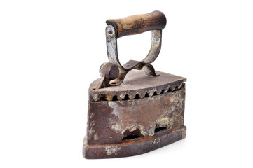 Vintage iron isolated on white background.