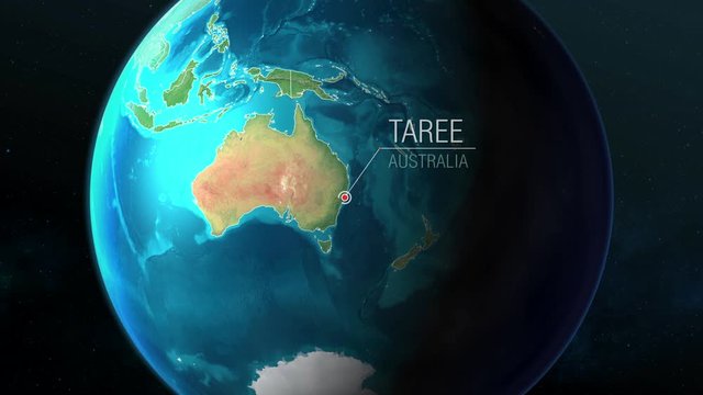 Australia - Taree - Zooming from space to earth