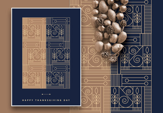 Art Deco Thanksgiving Greeting Card Layout