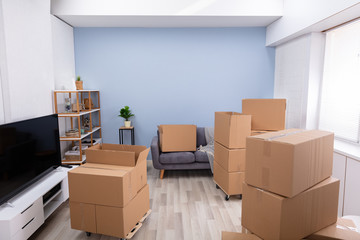 Cardboard Boxes In An Empty Apartment