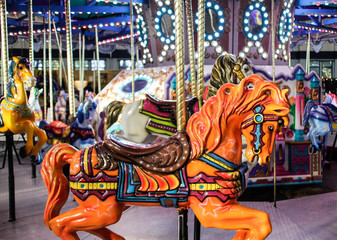 decorative horse in colorful carousel