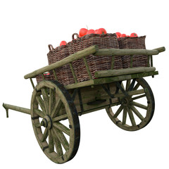 Fototapeta premium Ripe tomatoes in a wooden cart