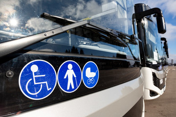 Obraz premium New modern busses on LPG