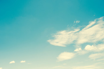 Retro blue sky and clouds