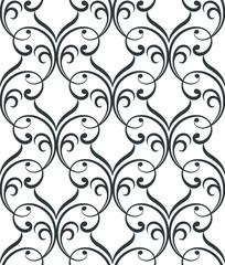 Geometric floral abstract seamless pattern. Linear motif background. Monochrome decoration design - 295378321