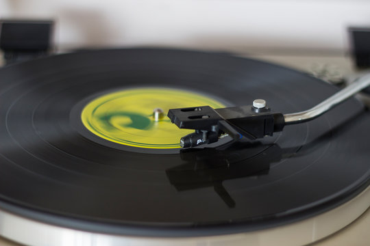 vinyl on record player landscape