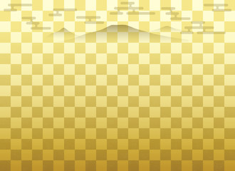 背景：市松模様 シンプル 金 ゴールド グラデーション 山 山脈 