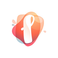 L letter logo at colorful watercolor splash background.