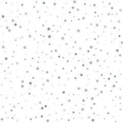 Silver stars background, sparkling christmas lights confetti.