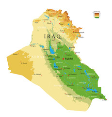 Iraq physical map - obrazy, fototapety, plakaty