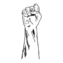 Fist hand up gesture fist. Hand drawn illustration