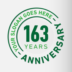 163 years anniversary logo template. One hundred and sixty-three years celebrating logotype. Vector and illustration.