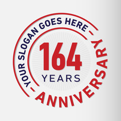 164 years anniversary logo template. One hundred and sixty-four years celebrating logotype. Vector and illustration.