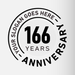 166 years anniversary logo template. One hundred and sixty-six years celebrating logotype. Vector and illustration.