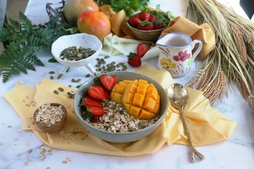 Healthy fruit and oats cereal