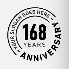 168 years anniversary logo template. One hundred and sixty-eight years celebrating logotype. Vector and illustration.