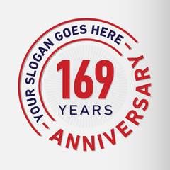 169 years anniversary logo template. One hundred and sixty-nine years celebrating logotype. Vector and illustration.