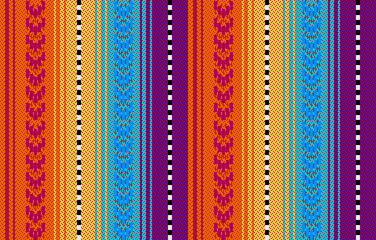 Blanket stripes seamless vector pattern. Background for Cinco de Mayo party decor or ethnic mexican fabric pattern with colorful stripes. Serape design - obrazy, fototapety, plakaty
