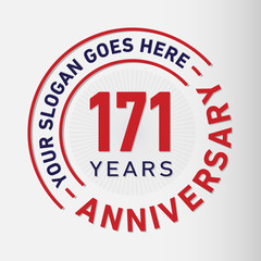 171 years anniversary logo template. One hundred and seventy-one years celebrating logotype. Vector and illustration.