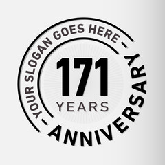 171 years anniversary logo template. One hundred and seventy-one years celebrating logotype. Vector and illustration.