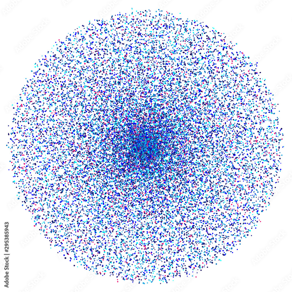 Poster Blue vector glitter gradient with dots random colors and sizes