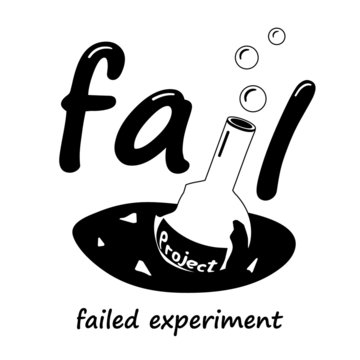 Broken Flask With A Science Project. A Broken Flask Is A Symbol Of A Failed Experiment.