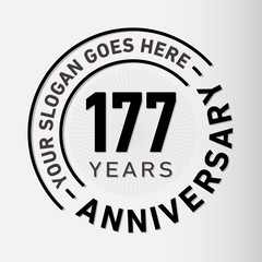 177 years anniversary logo template. One hundred and seventy-seven years celebrating logotype. Vector and illustration.