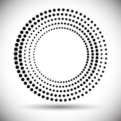 Halftone circle frame, abstract dots logo emblem design element for any projects. Round border icon. Vector EPS10 illustration. Abstract dotted vector background.