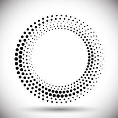 Halftone circle frame, abstract dots logo emblem design element for any projects. Round border icon. Vector EPS10 illustration. Abstract dotted vector background.