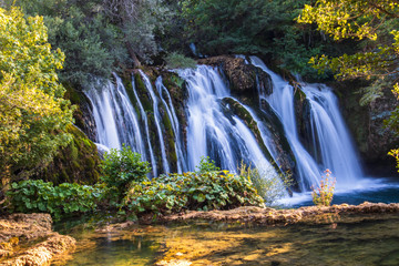 waterfall on Una river in village Martin Brod in Bosnia and Herzegovina