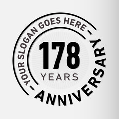 178 years anniversary logo template. One hundred and seventy-eight years celebrating logotype. Vector and illustration.