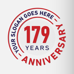 179 years anniversary logo template. One hundred and seventy-nine years celebrating logotype. Vector and illustration.