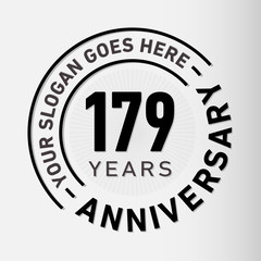 179 years anniversary logo template. One hundred and seventy-nine years celebrating logotype. Vector and illustration.