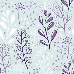 Hand-drawn branches seamless pattern. Vector graphics. - 295388504