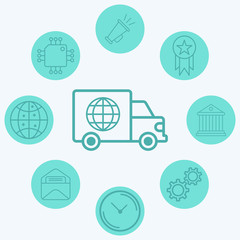 Global shipping vector icon sign symbol