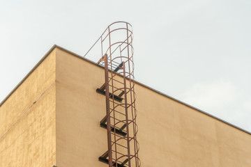 Stairs to the roof of the building close-up. Bottom view