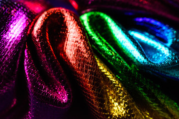 Gorgeous Closeup of Metallic Rainbow color hair Scrunchie