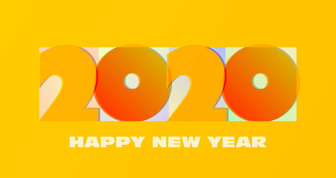 happy 2020 new year concept in red and yellow colors