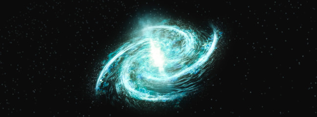 Milky Way Galaxy. Concept of interplanetary travel. Panorama, web banner size.