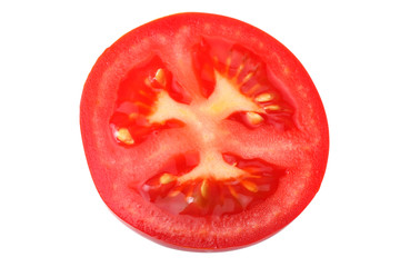 slices of tomato isolated on a white background top view