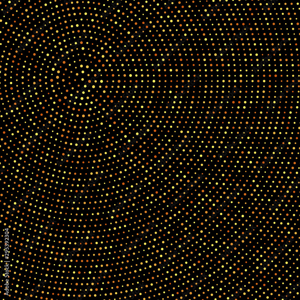 Poster golden color glitter on black background in round design