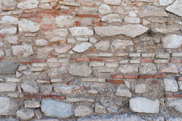 Fondo con textura de muro antiguo de piedra y ladrillo