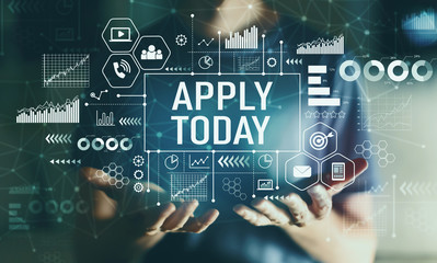 Apply today with young man in the night