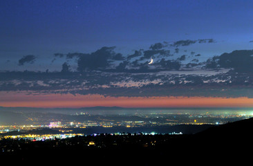 night view over pacific ocean