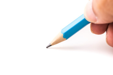 Pencil on white background close up